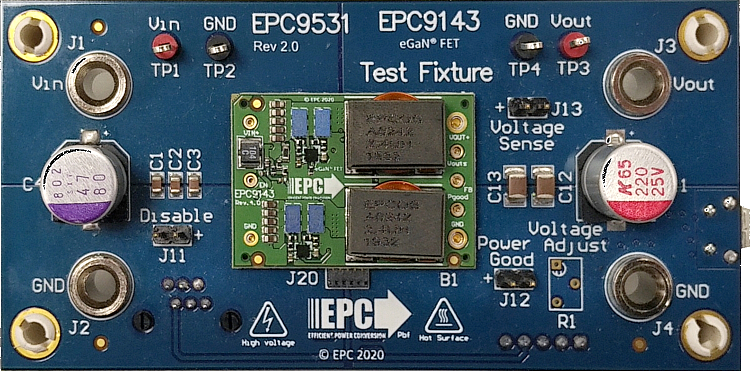 EPC9143 mounted on EPC9531 Test Fixture